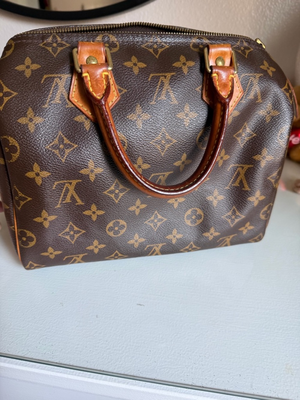 Louis Vuitton Brown Canvas Interior with Tan Leather Date Code Tab